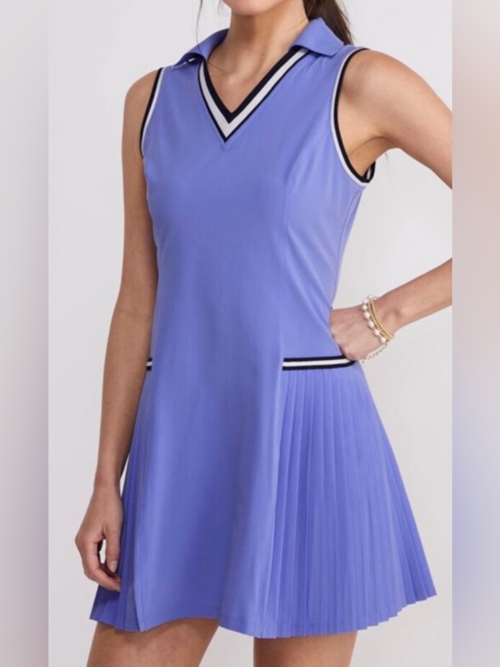 Vineyard Vines Periwinkle Sleeveless V-Neck Pleated Golf Mini Dress - Picture 1 of 7